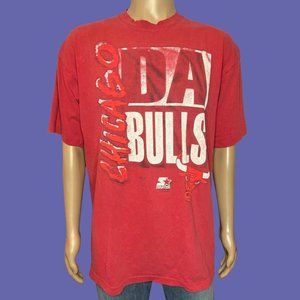 Vintage 90s Starter NBA Chicago Bulls Distressed Single Stitch T Shirt Size XL
